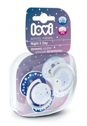Пустышка динамическая Lovi Night&Day, арт. 22/809, силикон, 0-3 мес., 2 шт. — для мальчика