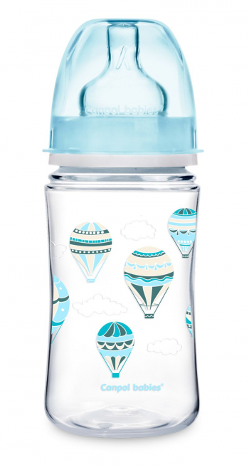 Бутылочка Canpol In the clouds, PP, EasyStart, с шир. горлышком, антиколик., арт. 35/225, 240 мл, 3м — голубой