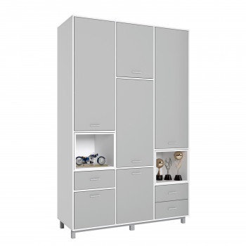 Шкаф трехсекционный Polini Mirum 2335 — Белый-серый/Белый