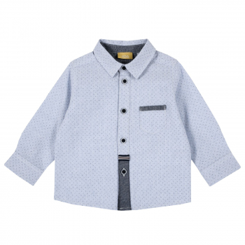 Рубашка Chicco для мальчиков, с черными пуговицами, цвет синий — Синий, р.74