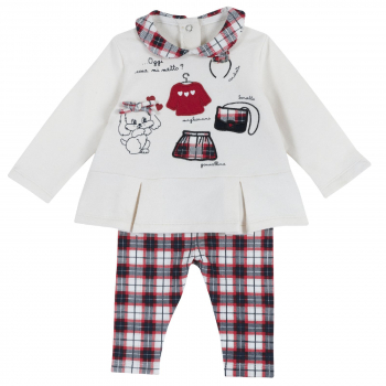 Комплект (футболка+брючки) Chicco для девочек, цвет бело-синий