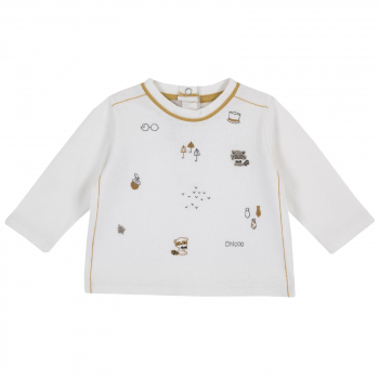 Лонгслив Chicco принт Енотик, для мальчиков, цвет белый