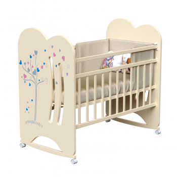 Детская кроватка ВДК WIND TREE (колесо-качалка) — слоновая кость