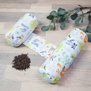 Подушка (валик-позиционер для боковой поддержки) Amarobaby с лузгой гречихи Nature Anatomy — Зверята белый