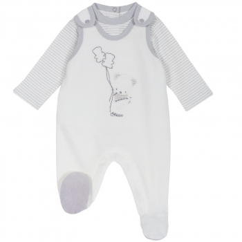 Комплект (боди+ползунки) Chicco, принт Мишка, для мальчиков — размер 068, цвет белый