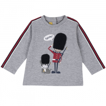 Лонгслив Chicco принт Pardon, для мальчиков, цвет серый