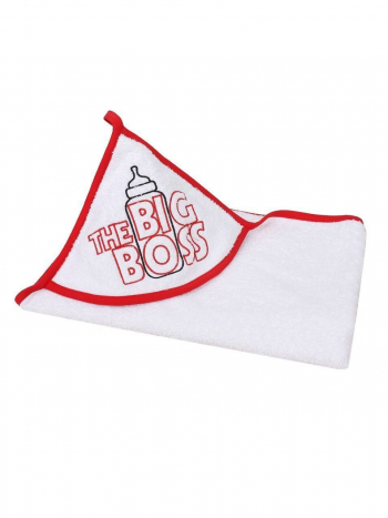 Полотенце Amarobaby 90*90 с уголком big boss — белый/красный
