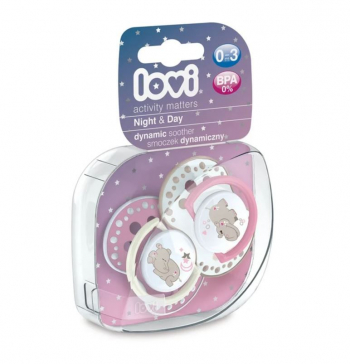 Пустышка динамическая Lovi Night&Day, арт. 22/809, силикон, 0-3 мес., 2 шт. — для девочки