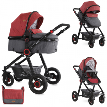 Коляска-трансформер LORELLI Alexa — Черно-красный / Black&DarkRed 1900