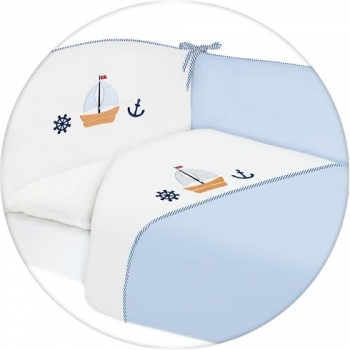 Постельное бельё Ceba Baby с вышивкой 3 предмета — Marine Blue