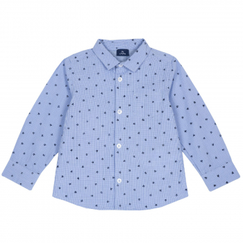 Рубашка Chicco для мальчиков, с листиками, цвет голубой — Голубой, р.110