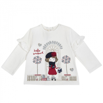 Лонгслив Chicco принт Девочка, для девочек, цвет белый