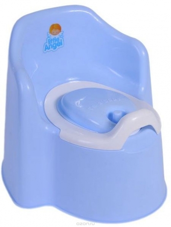 Горшок детский Little Angel "Littie king", с крышкой — голубой пастельный