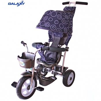 Велосипед трехколесный Galaxy Лучик с капюшоном — круги на сером