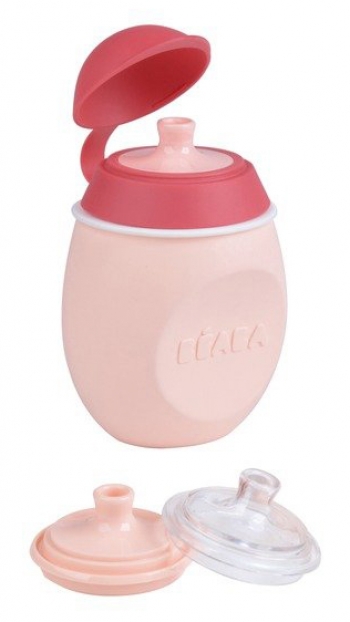 Поильник из силикона Beaba "BABYSQUEEZ'' 2 IN 1" — Pink