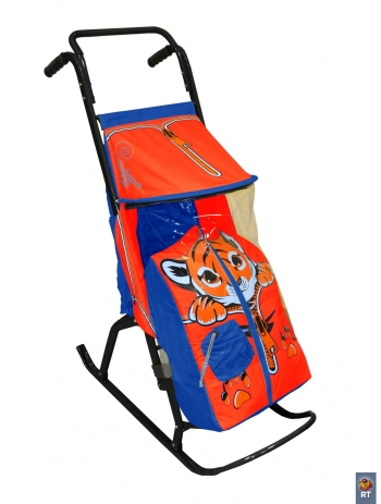 Санки-коляска RT "Снегурочка-2-Р" "ТИГРЕНОК" — синий-красный