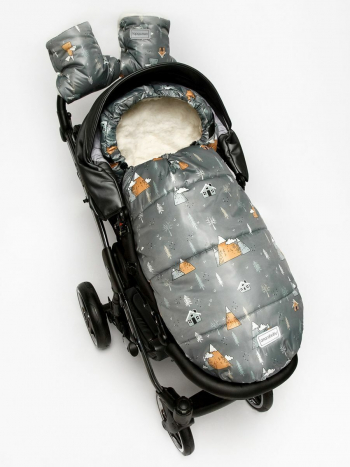 Конверт в коляску AMAROBABY Snowy Travel — Горы, серый, 105 см