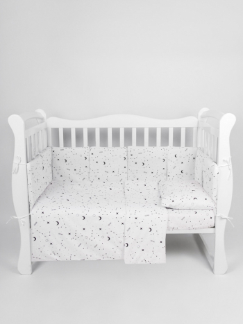 Бортик в кроватку 12 предметов AmaroBaby — Stars, белый