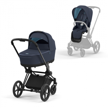 Коляска 2 в 1 Cybex Priam IV (шасси Matt Black) — Nautical Blue
