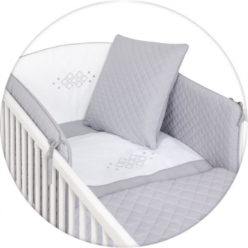 Постельное бельё Ceba Baby CARO с вышивкой 5 предметов — Grey