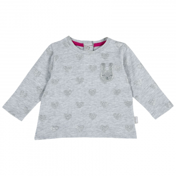 Лонгслив Chicco принт сердечки, цвет светло-серый