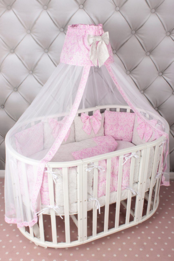 Комплект Premium в кроватку 18 предметов AmaroBaby Элит — розовый