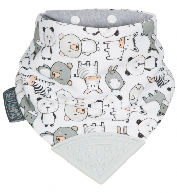 Нагрудник с грызунчиком премиум Cheeky Chompers — звери на белом фоне