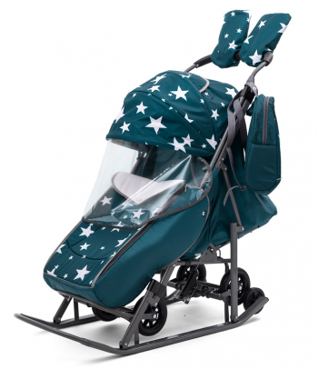 Санки-коляска Pikate Звезды — аквамарин