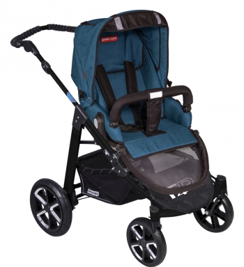 Коляска 2 в 1 Patron Fenix 4C-B (черная рама) — tweed teal blue 665