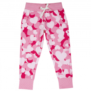 Спортивные брюки Chicco, расцветка бело-розовые сердечки