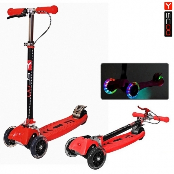 Самокат Y-SCOO MAXI CITY RT Shine Gagarin трансформер с ручным тормозом — red