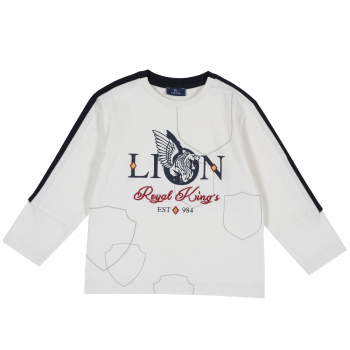 Лонгслив Chicco принт Lion, для мальчиков, цвет белый