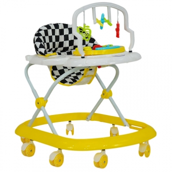 Ходунки Farfello арт.368 — жёлтый, принт шашечки