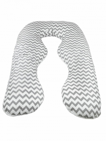 Подушка для беременных АНАТОМИЧЕСКАЯ AmaroBaby 340х72 — Зигзаг вид серый