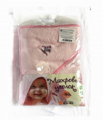 Полотенце с капюшоном махровое RED&SLY 100% хлопок — Розовый