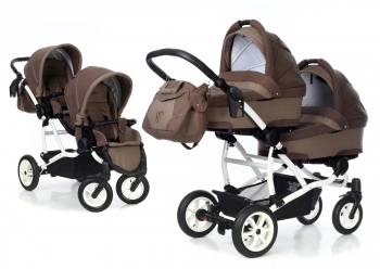 Коляска для двойни 3 в 1 Esspero Duetto (шасси White) — Coffee