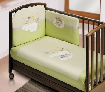 Комплект постельного белья Feretti Sestetto High Long Rabbit (6 предметов высокий борт) — green (зеленый)