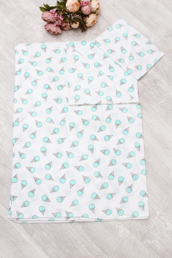 Комплект в кроватку 3 предмета 1,5 спальный AmaroBaby Time To Sleep Мороженки — Мята