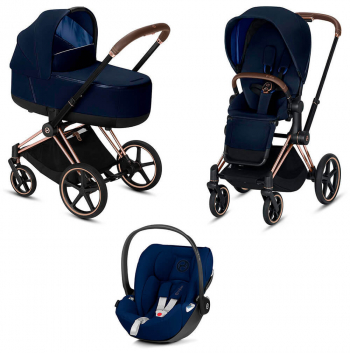 Коляска 3 в 1 Cybex Priam III (шасси Rosegold) — Indigo Blue