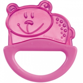 Погремушка с эластичным прорезывателем Canpol арт. 13/107, 0+ мес., мишка — розовый