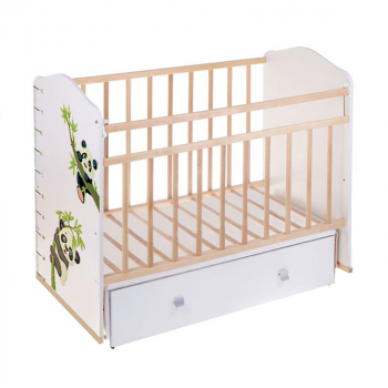 Детская кроватка ВДК "Морозко" (маятник) — бежевый-сл.кость Панды