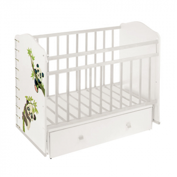 Детская кроватка ВДК "Морозко" (маятник) — белый-белый Панды