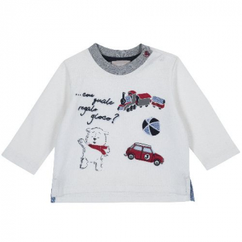 Лонгслив Chicco принт Игрушки, для мальчиков, цвет белый