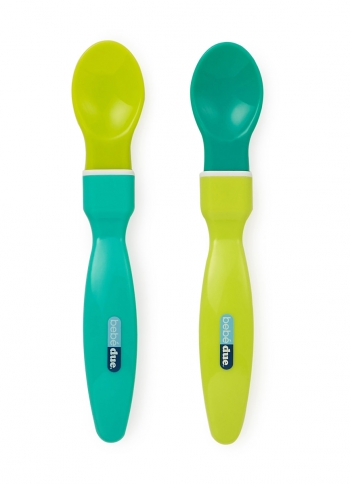 Набор силиконовых ложечек для начала прикорма Bebe Due 2 шт. в упак. С 4 месяцев. — салатовый-зеленый