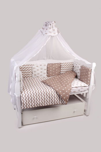 Комплект Premium в кроватку 18 предметов AmaroBaby Royal Baby — Коричневый