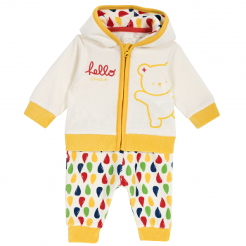 Костюм Chicco толстовка с капюшоном и брюки, принт мишка, цвет бежево-жёлтый