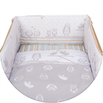 Постельное бельё Ceba Baby с принтом 3 предмета — Owls Grey Lux