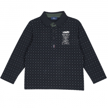 Лонгслив-поло Chicco, принт Retro Cars, длинный рукав, для мальчиков, цвет тёмно-синий — Темно-синий, р.98