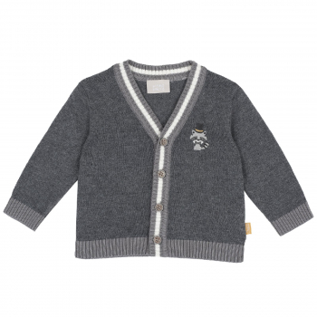 Кардиган вязаный Chicco для мальчиков, с енотом, цвет серый