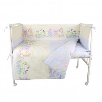 Комплект в кроватку ALIS 6 предметов "Паровозик Звездочка" — сиреневый